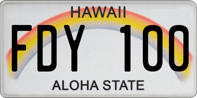 HI license plate FDY100