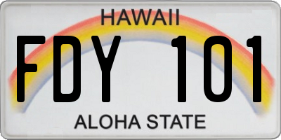 HI license plate FDY101