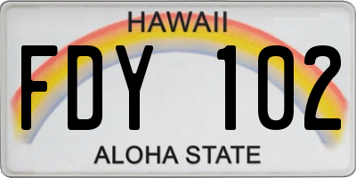 HI license plate FDY102