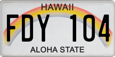 HI license plate FDY104