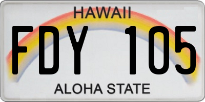 HI license plate FDY105