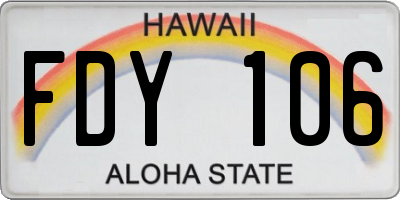 HI license plate FDY106