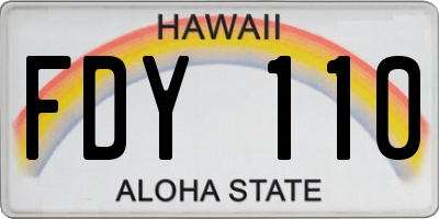 HI license plate FDY110