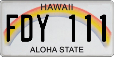 HI license plate FDY111