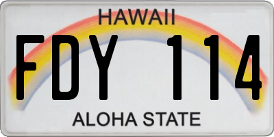 HI license plate FDY114