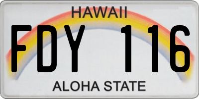 HI license plate FDY116
