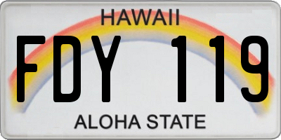 HI license plate FDY119