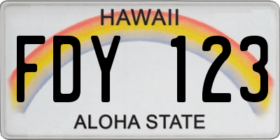 HI license plate FDY123