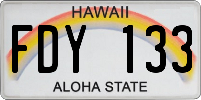 HI license plate FDY133