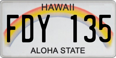 HI license plate FDY135