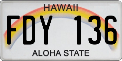 HI license plate FDY136
