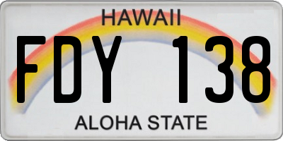 HI license plate FDY138