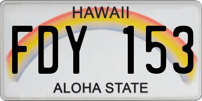 HI license plate FDY153