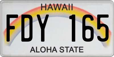 HI license plate FDY165