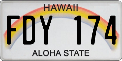 HI license plate FDY174