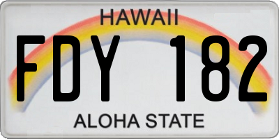 HI license plate FDY182