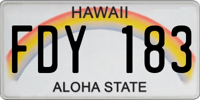 HI license plate FDY183