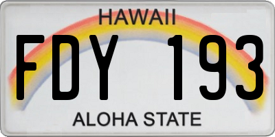 HI license plate FDY193