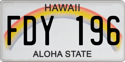 HI license plate FDY196