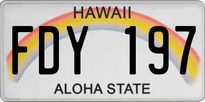 HI license plate FDY197