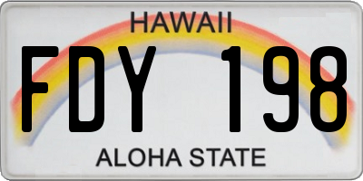 HI license plate FDY198