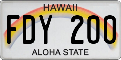 HI license plate FDY200