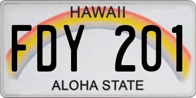 HI license plate FDY201