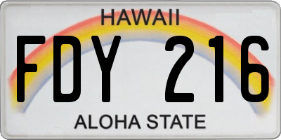 HI license plate FDY216