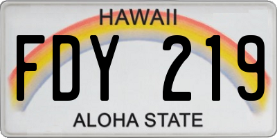 HI license plate FDY219