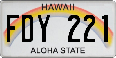 HI license plate FDY221