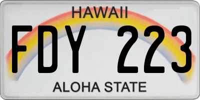 HI license plate FDY223