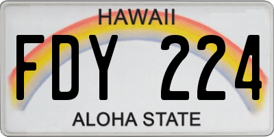 HI license plate FDY224