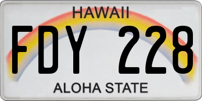 HI license plate FDY228