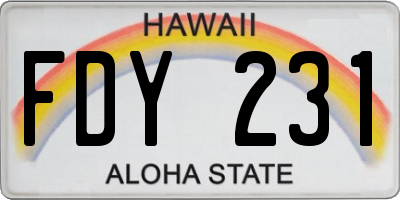 HI license plate FDY231