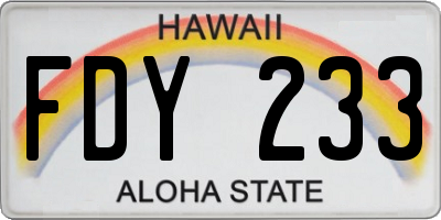 HI license plate FDY233