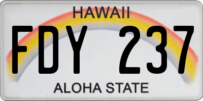 HI license plate FDY237