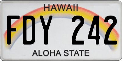 HI license plate FDY242