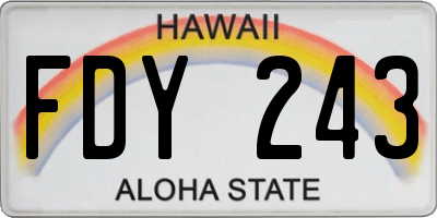 HI license plate FDY243
