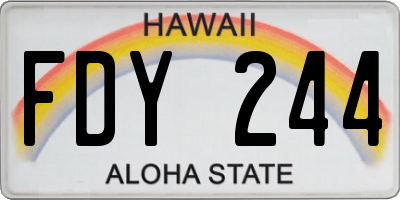 HI license plate FDY244