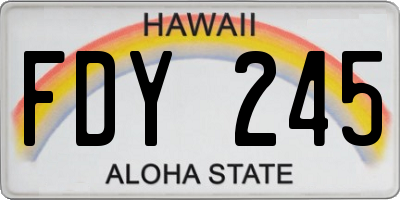HI license plate FDY245
