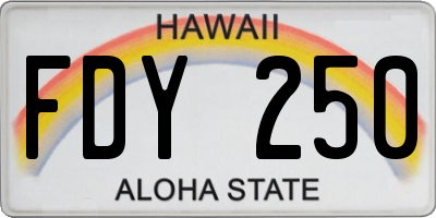 HI license plate FDY250