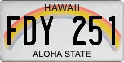 HI license plate FDY251