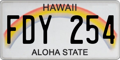 HI license plate FDY254