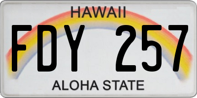 HI license plate FDY257