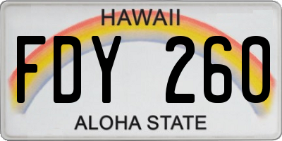 HI license plate FDY260