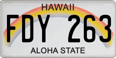 HI license plate FDY263