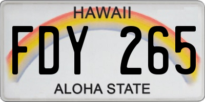 HI license plate FDY265