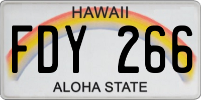HI license plate FDY266