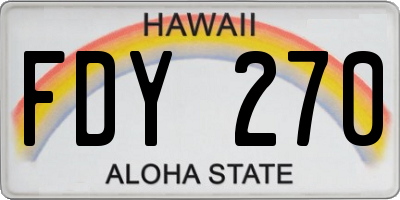 HI license plate FDY270