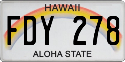 HI license plate FDY278